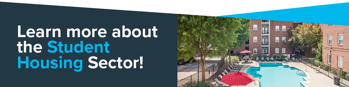 Text that says: "Learn more about the Student Housing Sector!"