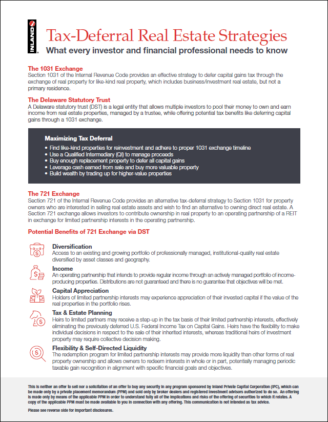 Tax Deferral - dst 721 exchange fact sheet - black border